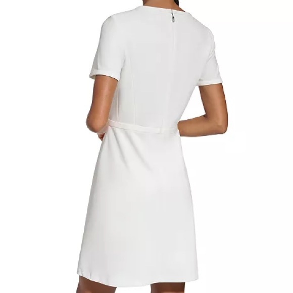 KARL LAGERFELD White Scuba Crepe Sheath Dress - Picture 3 of 7